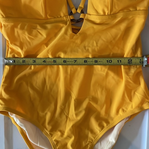 CUPSHE Women One Piece Swimsuits O Ring Yellow Strappy Lace Up Monokini NWT - Picture 3 of 10